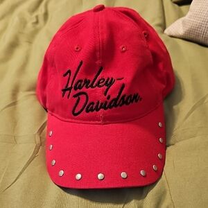 Harley-Davidson Red Cap with Silver Accents